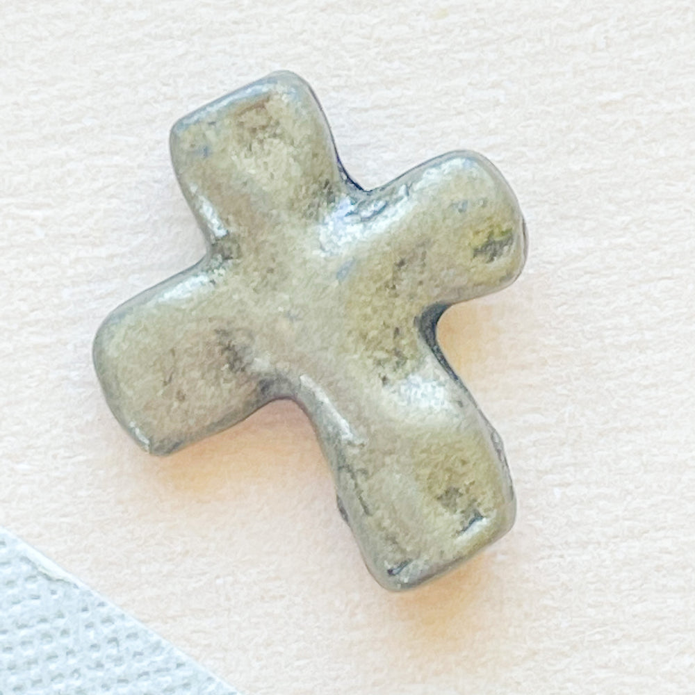 14mm Antique Bronze Organic Cross Bead - 6 Pack
