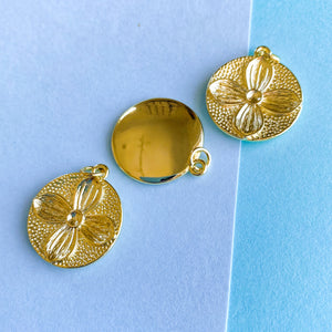 20mm Shiny Gold Dogwood Flower Charm
