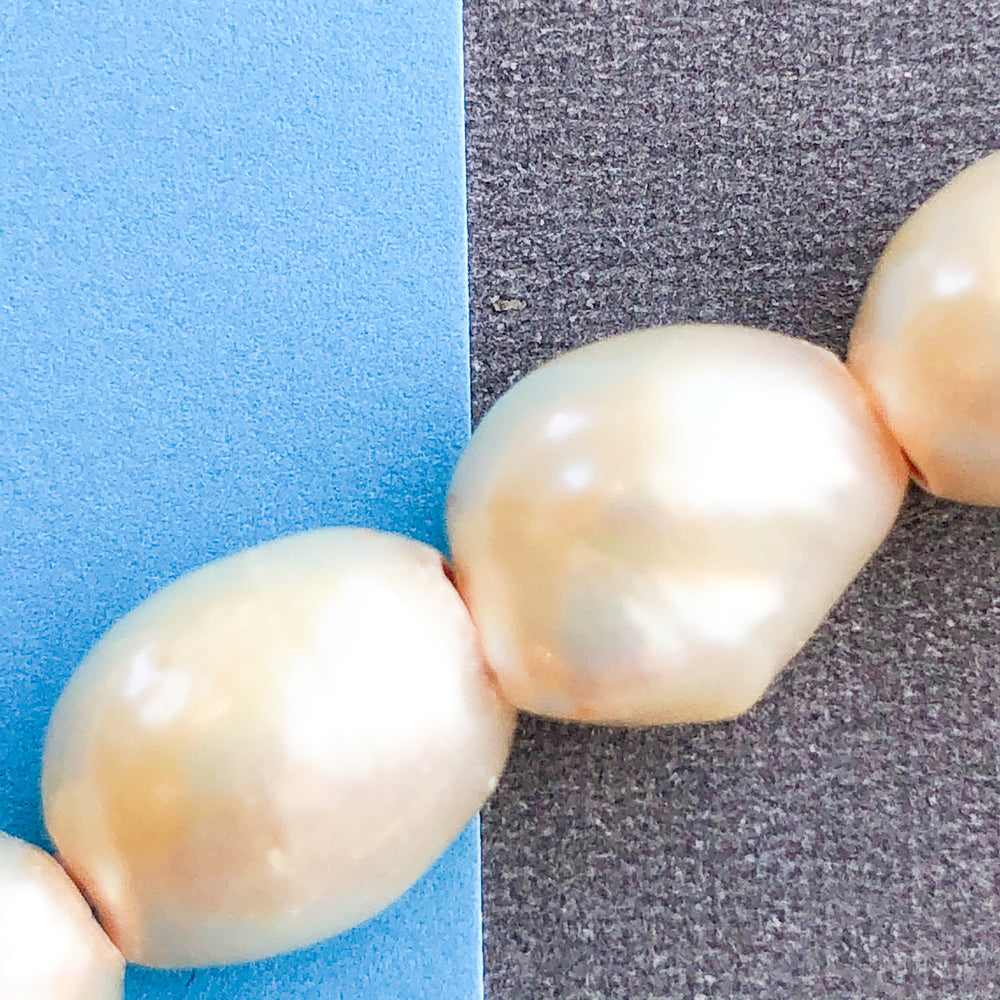 10mm Parchment-Colored Large Hole Freshwater Pearl Strand