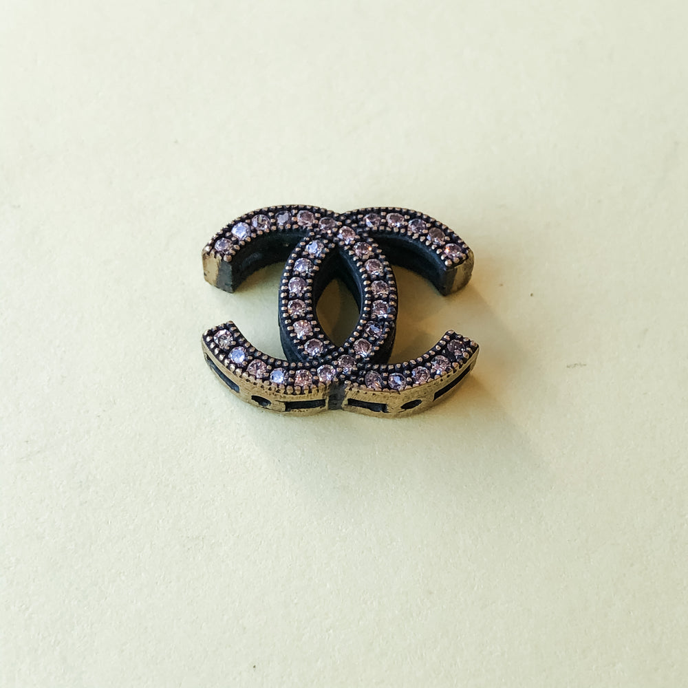 12mm Antique Brass Pave Interlocking C Bead