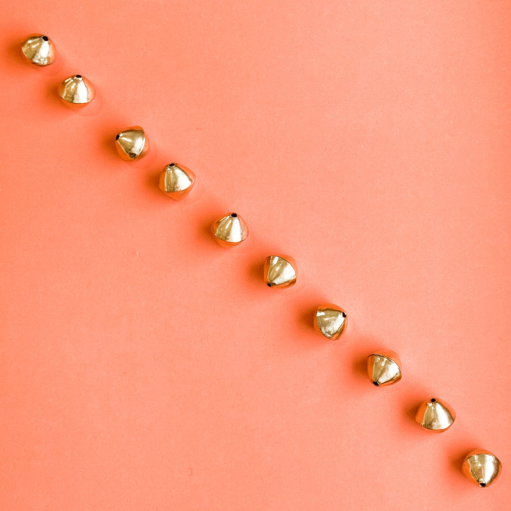 15mm Gold Brass Handmade Bicone - 10 Pack