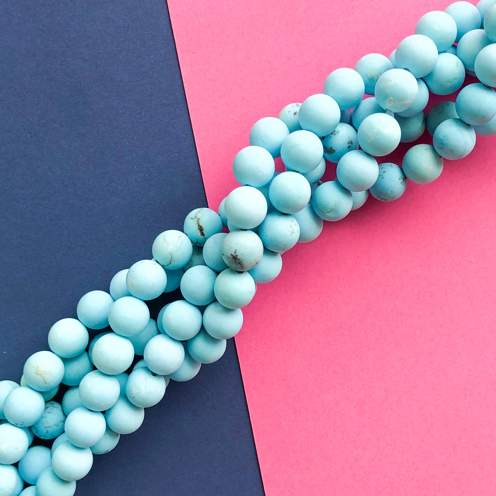 8mm Matte Turquoise Howlite Rounds Strand