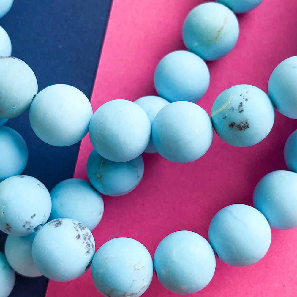 8mm Matte Turquoise Howlite Rounds Strand