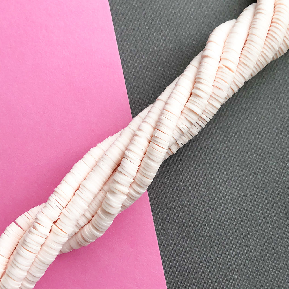 6mm Coral Creme Polymer Clay Heishi Strand