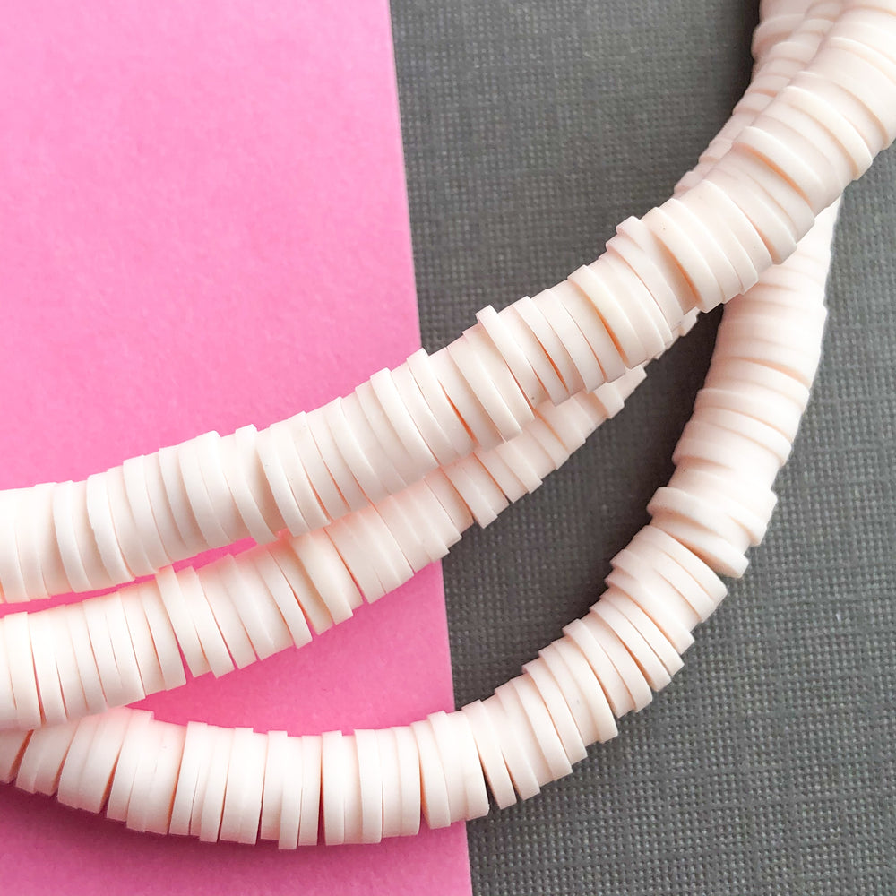 6mm Coral Creme Polymer Clay Heishi Strand