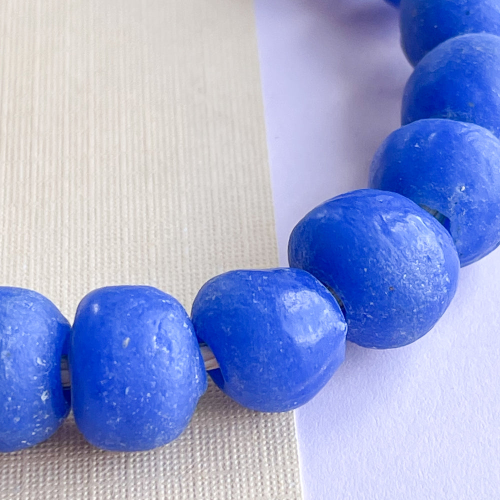 12mm Opaque Cobalt Recycled African Glass Strand