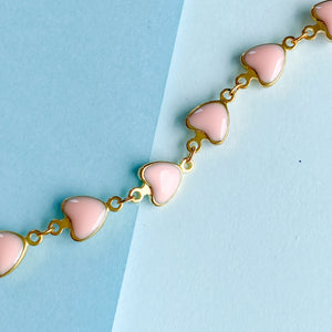 
                
                    Load image into Gallery viewer, 8mm Peach Heart Gold Chain
                
            