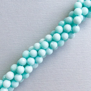8mm Glacier Faceted Dyed Jade Rounds Strand