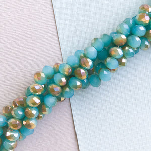 8mm Two-Tone Teal Faceted Chinese Crystal Strand