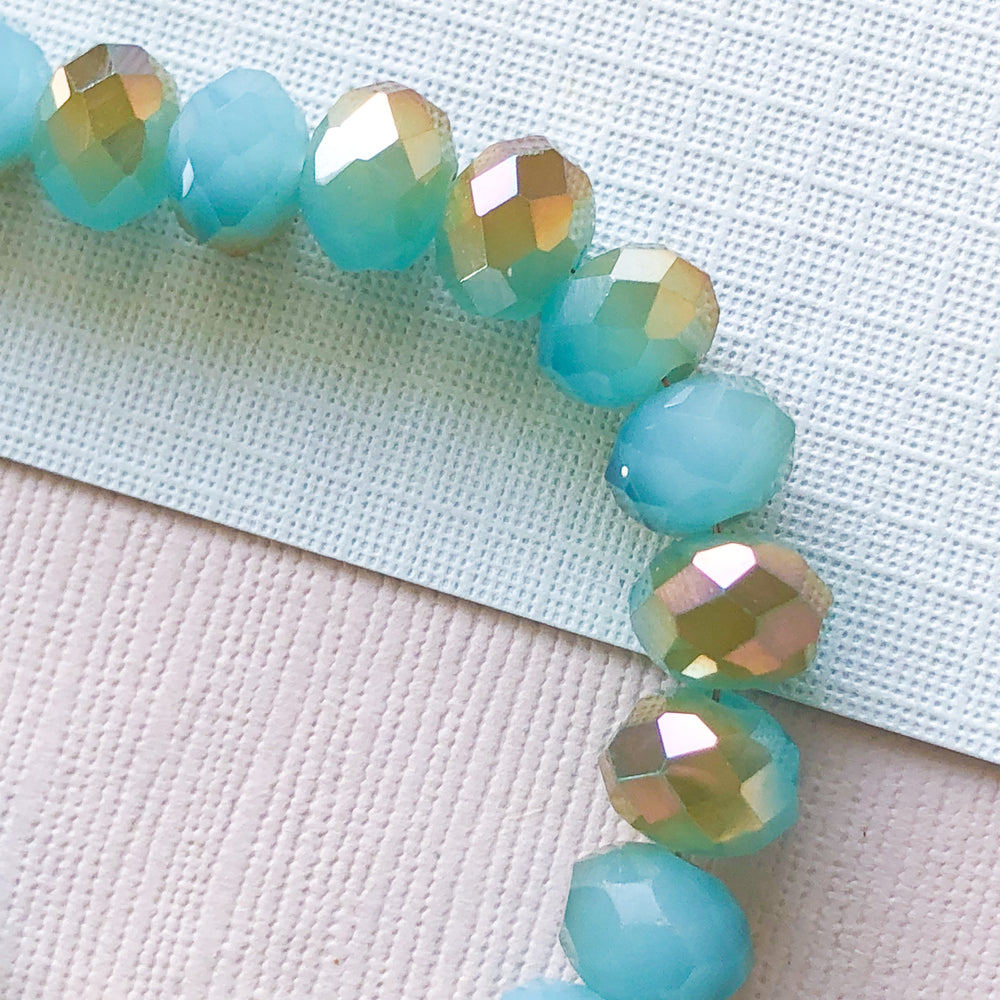 8mm Two-Tone Teal Faceted Chinese Crystal Strand