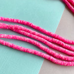 4mm Strawberry Stripe Polymer Clay Heishi Strand