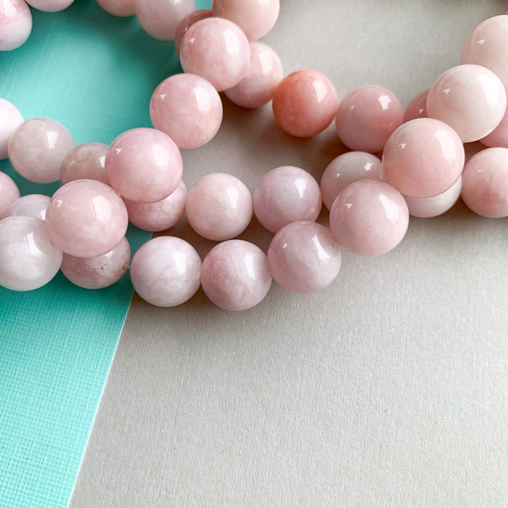 12mm Soft Pink Dyed Calcite Round Strand