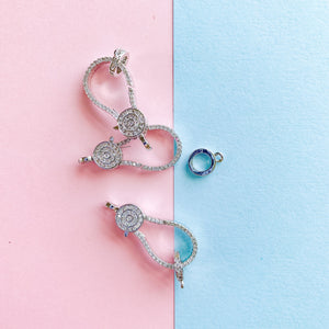 29mm Silver Plated Pave Lobster Claw Clasp with Ring