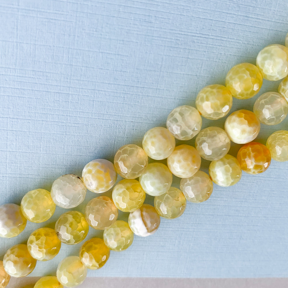 8mm Lemonade Agate Faceted Round Strand