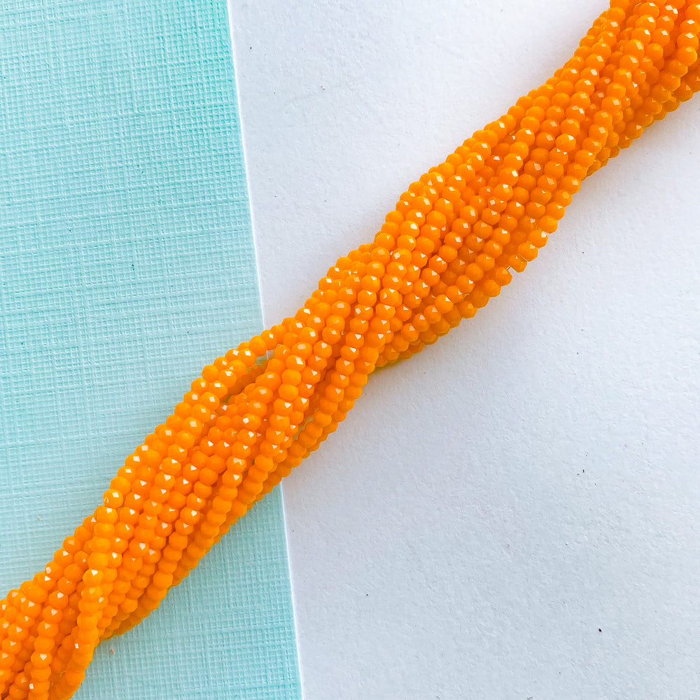 2mm Opaque Orange Faceted Chinese Crystal Strand