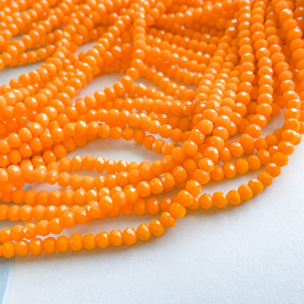 4mm Opaque Orange Faceted Chinese Crystal Rondelle Strand
