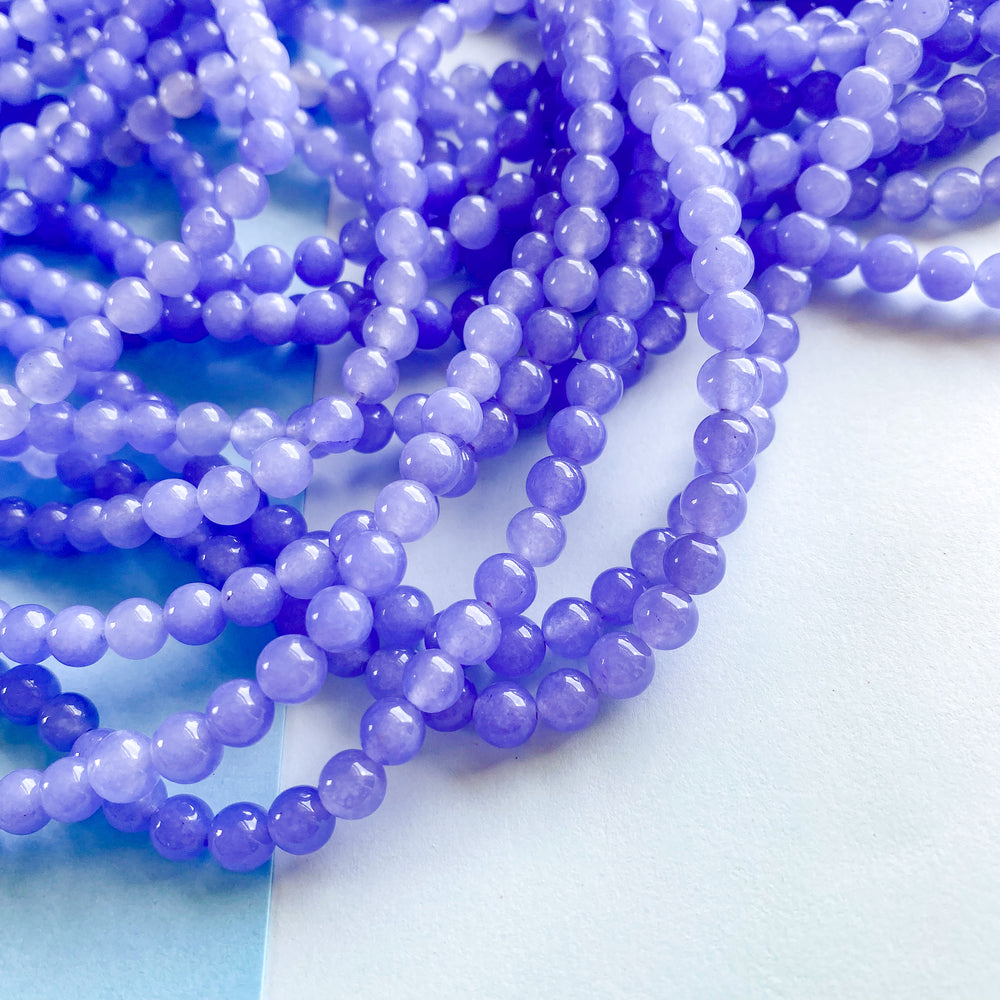 6mm Smooth Periwinkle Dyed Jade Round Strand