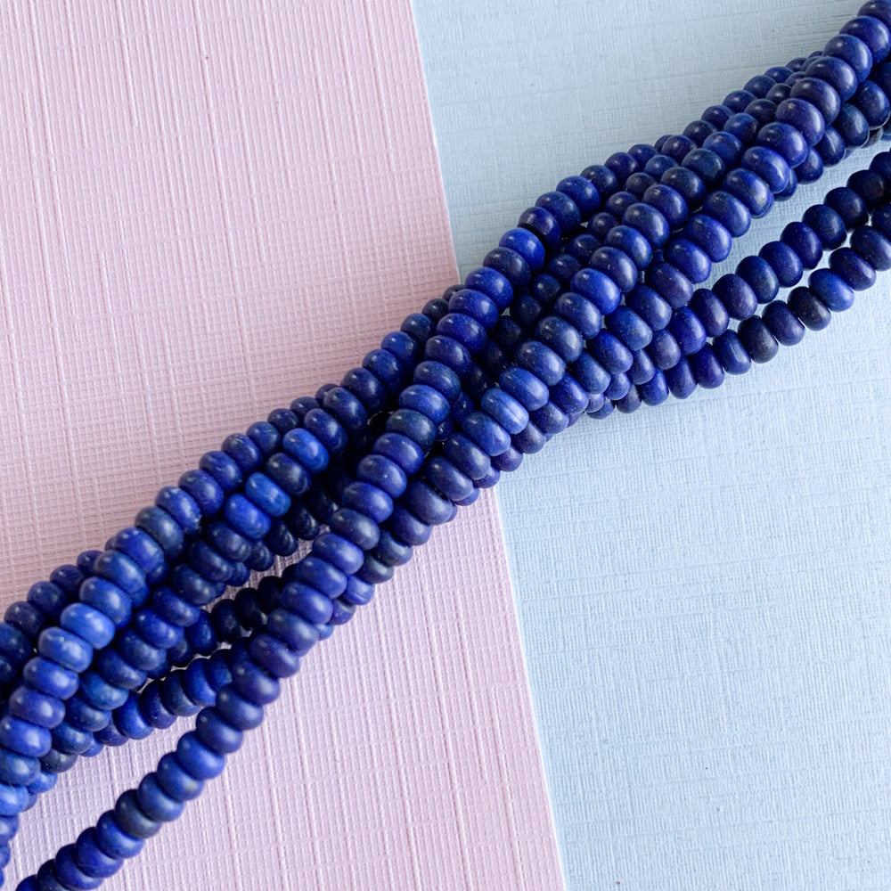 4mm Cobalt Smooth Magnesite Rondelle Strand