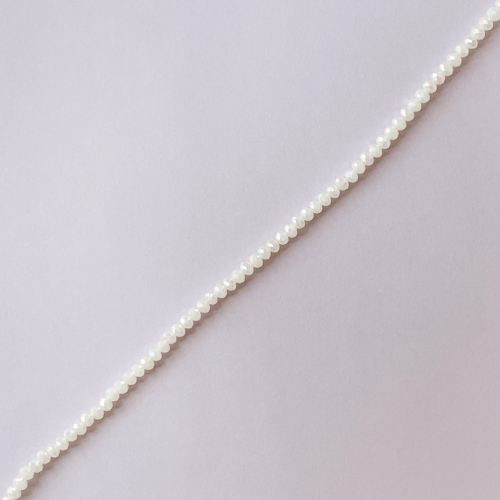 6mm Iridescent White Crystal Rondelle Strand