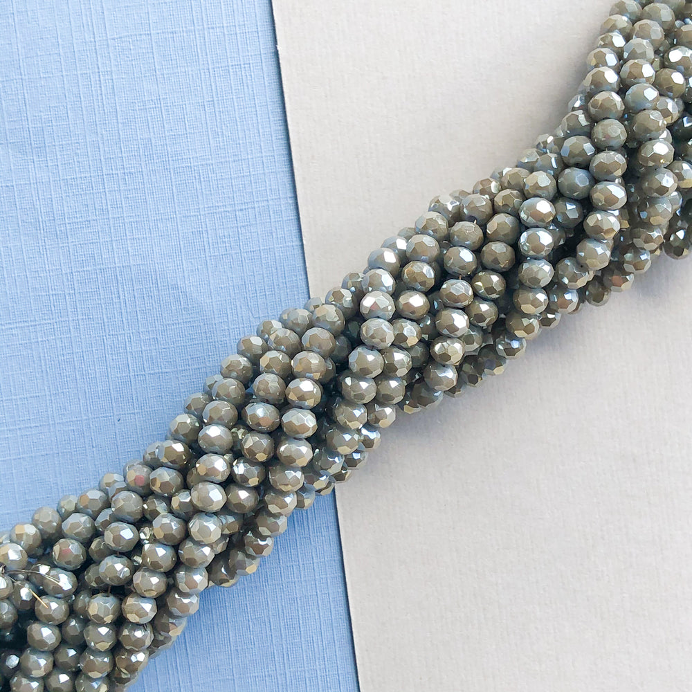 
                
                    Load image into Gallery viewer, 4mm Sparkling Silver Faceted Chinese Crystal Strand
                
            