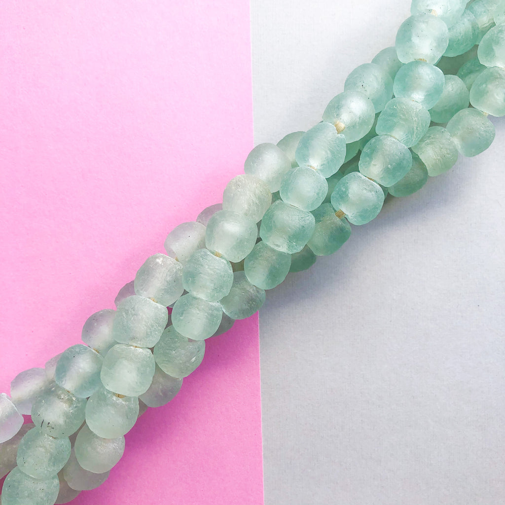 14mm Glacier Recycled African Glass Strand – Beads, Inc.