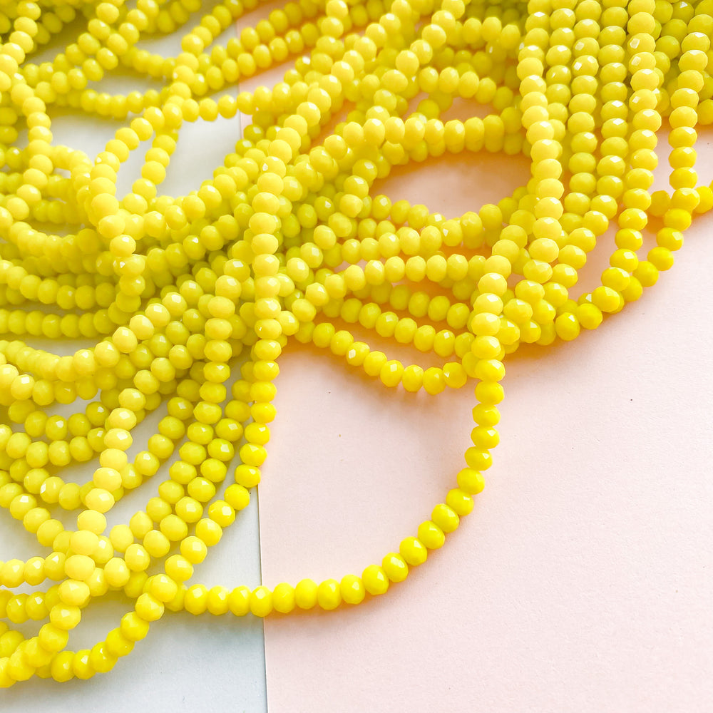 4mm True Yellow Faceted Chinese Crystal Rondelle Strand – Beads,