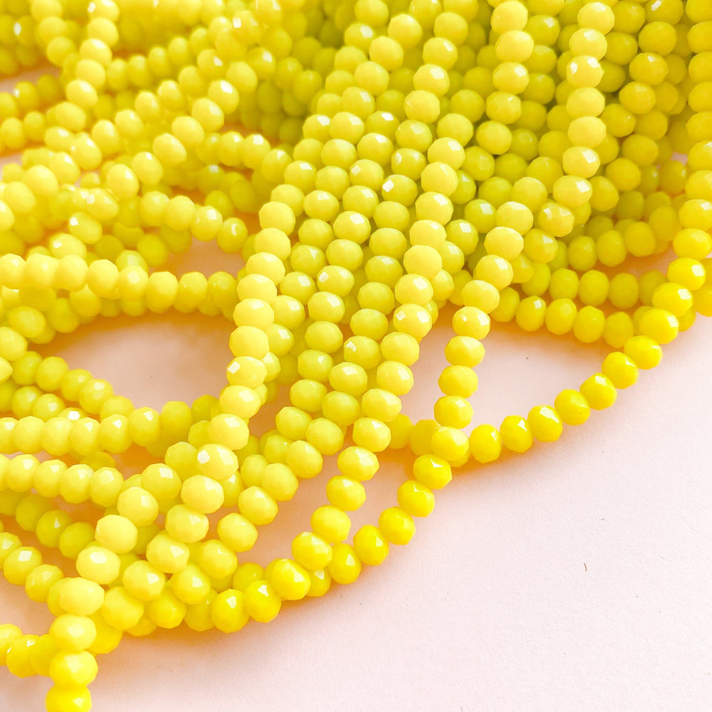 4mm True Yellow Faceted Chinese Crystal Rondelle Strand
