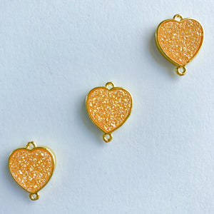 
                
                    Load image into Gallery viewer, 20mm Peach Druzy Heart Connector
                
            