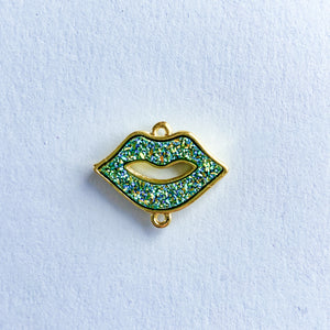 16mm Turquoise Druzy Kiss Connector