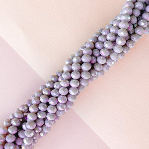 6mm Diamond Finish Storm Faceted Chinese Crystal Rondelle Strand