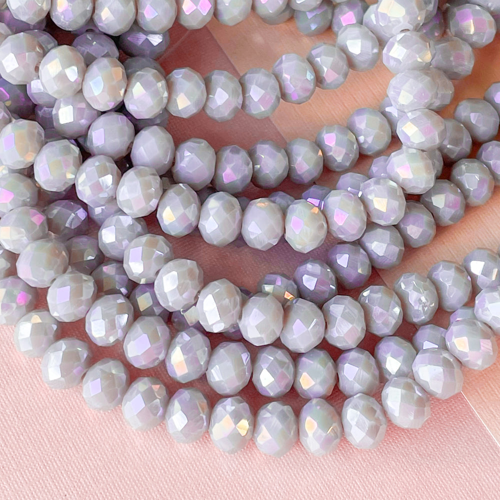 6mm Diamond Finish Storm Faceted Chinese Crystal Rondelle Strand