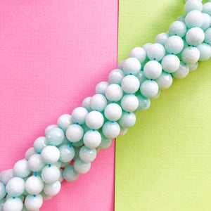 10mm Sea Spray Dyed Jade Faceted Round Strand