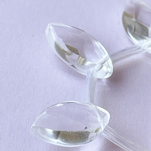 8mm Clear Glass Faceted Navette Pendant Strand