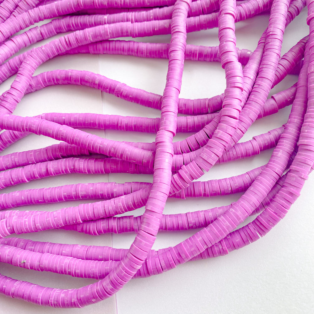 8mm Polymer Clay Beads, Purple Stripe, Rondelle, strand, pol0148