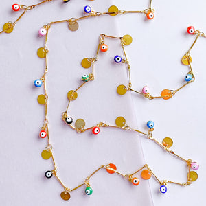 4mm Multicolor Evil Eye Plated Gold Chain