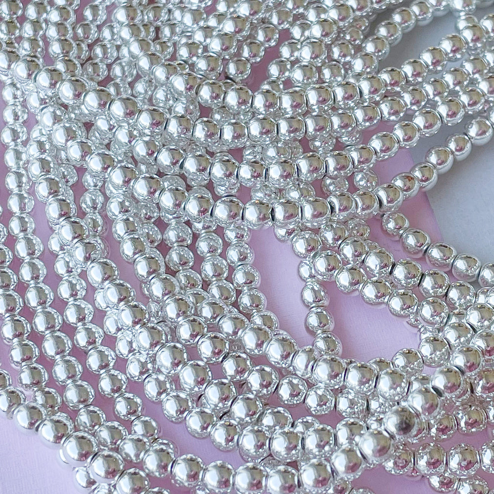 4mm Silver Hematite Rounds Strand - Beads, Inc.