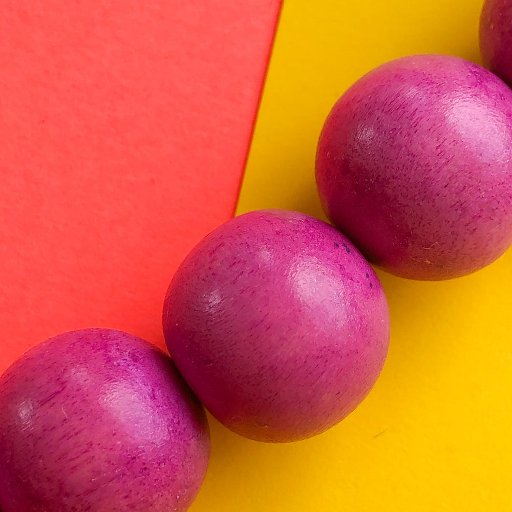 16mm Magenta Wood Rounds Strand - Beads, Inc.