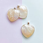 35mm Smooth Mother of Pearl Silver Heart Pendant