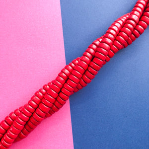 8mm True Red Wood Rondelle Strand - Beads, Inc.