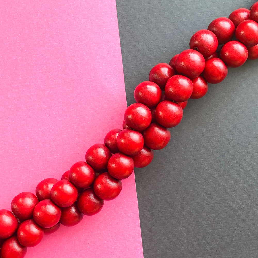 12mm Cranberry Wood Rounds Strand