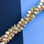 8mm Brushed Gold Puffed Cube Strand