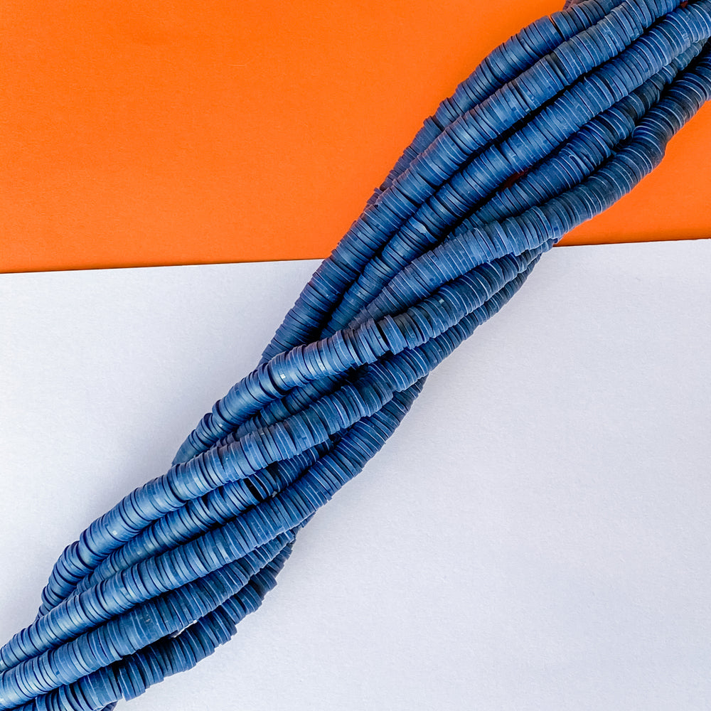 8mm Navy Blue Polymer Clay Heishi Strand