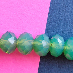 8mm Alpine Green Faceted Chinese Crystal Rondelle Strand