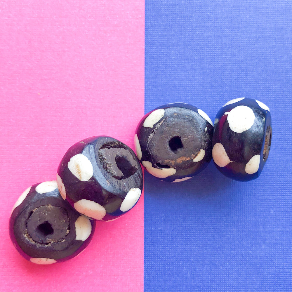 22mm Large Spotted Bone Rondelle - 4 Pack - Beads, Inc.