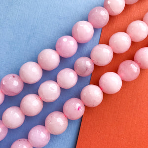 10mm Light Pink Jade Faceted Round Strand