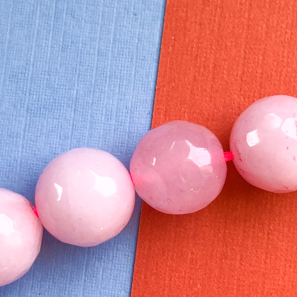 10mm Light Pink Jade Faceted Round Strand