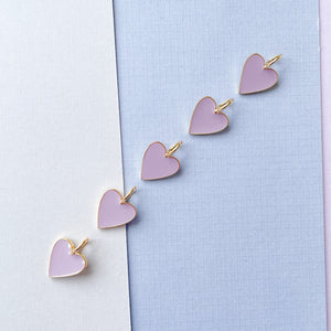14mm Lavender Enamel Gold Heart Pendant