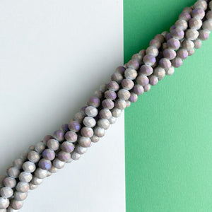8mm Iridescent Matte Gray Faceted Chinese Crystal Strand