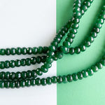 8mm Pine Green Faceted Dyed Jade Rondelle Strand