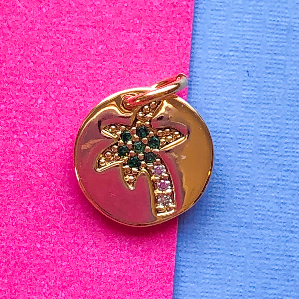 10mm Gold Pave Palm Tree Charm